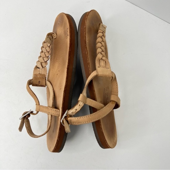 Rainbow brown leather braided T- Strap flat sandals - Picture 6 of 10